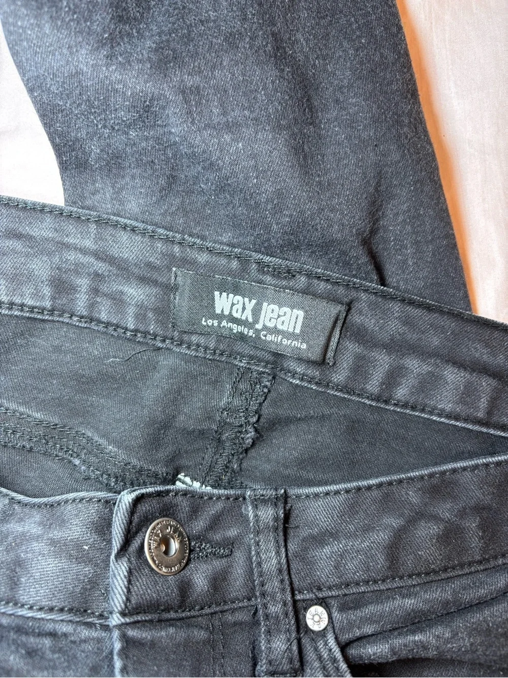 Wax Jean Black Skinny Jeans with Distressed Detail